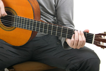 Fototapeta na wymiar Acoustic guitar guitarist man classical
