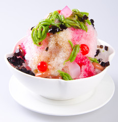 ice kacang, dessert of shaved ice with icecream