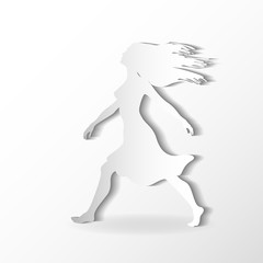 silhouettes of beautiful walking woman on the white