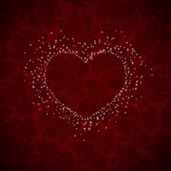 heart burst on dark red background