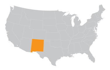 USA map with the indication of the State of New Mexico