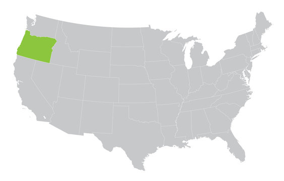 USA map with the indication of State of Oregon