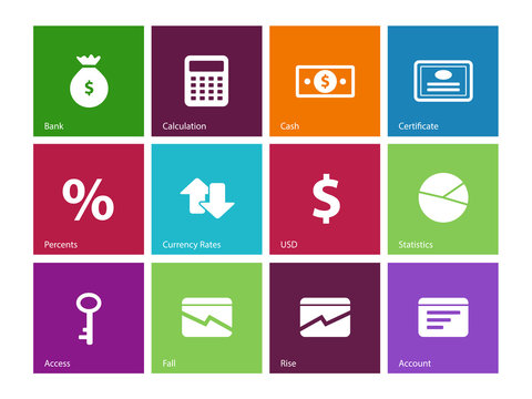 Economy icons on color background.