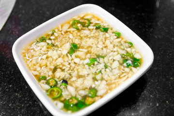 soy sauce with garlic and Chili