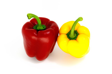 Two peppers photographed in the studio