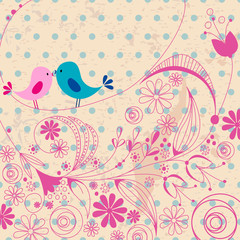 Cute birds in love illustration