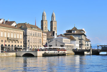 Zurich. Limmat river embankment