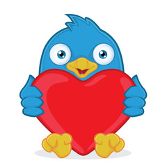 Blue Bird Holding Heart Love