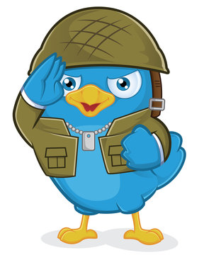blue bird soldier saluting in uniform clip art preview