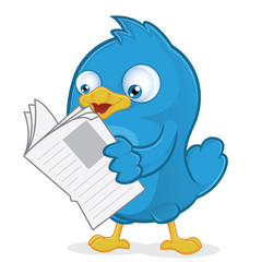 Blue Bird Reading a Newspaper