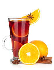 Christmas mulled wine with orange and spices