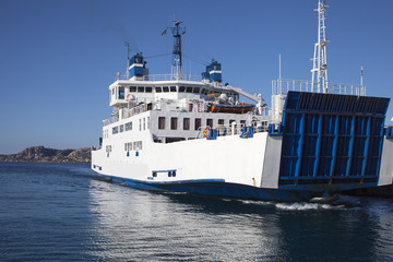 Ferry in Mediterranean sea.