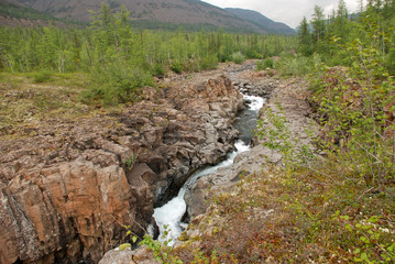 Mountain river in the rocks.