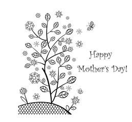 Greeting card with decorative tree for Mothers day