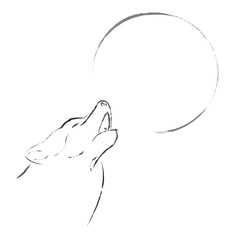 wolf howling on full moon