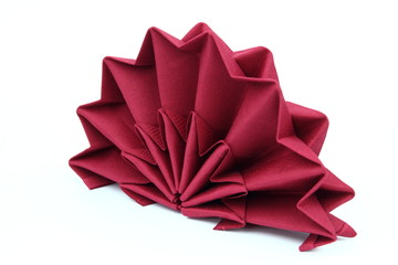 Folded napkin on the white background