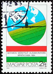 Postage stamp Hungary 1984 Plane and map