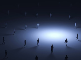 Conceptual Image of People walking into the light