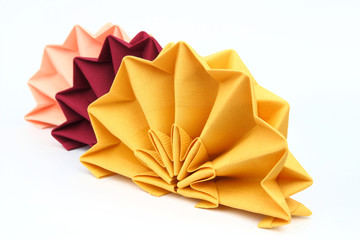 Folded napkins on the white background