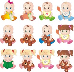 Fototapeta na wymiar Baby vectors isolated on white background collection