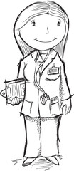Cute Sketch Doctor Vector Illustration Art