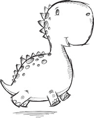 Doodle Sketch Dinosaur Vector Illustration Art