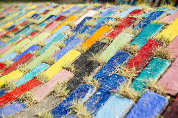 Colorful block floor in the garden3