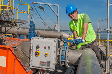 young worker at operating - industry