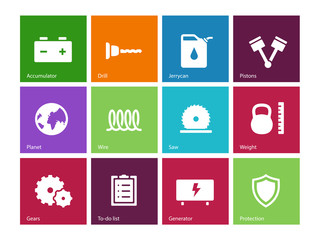 Tools icons on color background.