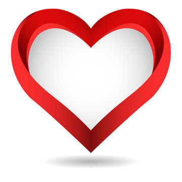 Big red vector heart on white background