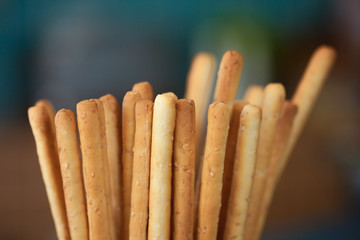 Close-up of bread sticks, with a shallow depth of field