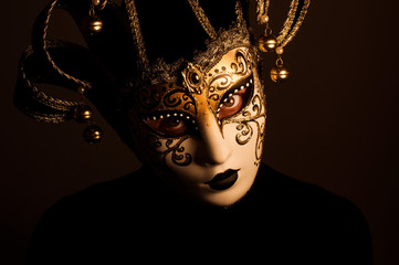 portrait of a woman with Venice mask