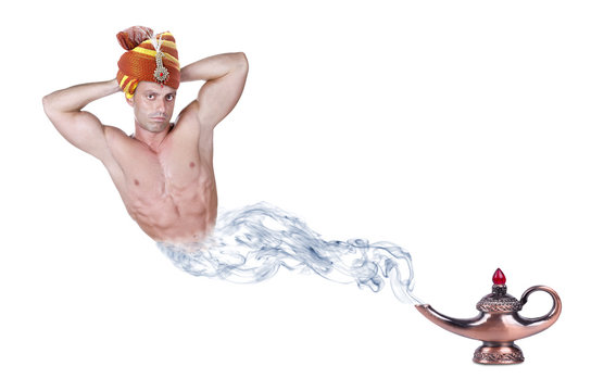 genie coming out of the genie lamp