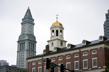 Fototapeta na wymiar Faneuil Hall with Custom House Tower in background, Boston