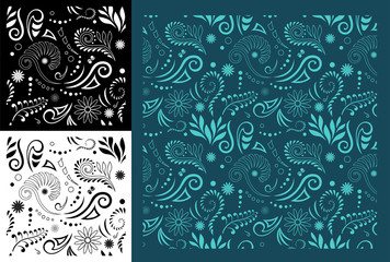 Maori Koru Seamless Pattern - obrazy, fototapety, plakaty