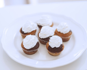 Close-up view of cup cakes on plate