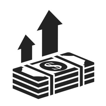 dollar stack black icon. money growth concept