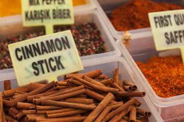 Cinnamon sticks in the market Fethiye