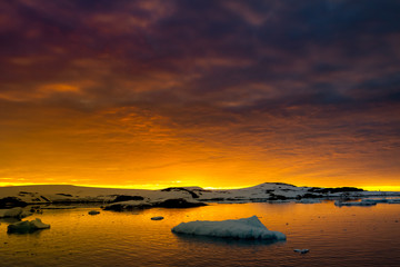 Summer  sunset in Antarctica