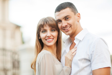 Young couple in love outdoor.