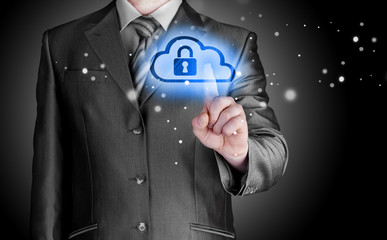 Secure Online Cloud Computing Concept with business man
