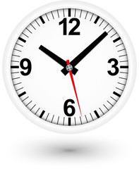 White clock icon, vector illustration