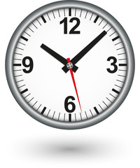 Silver clock icon, vector illustration