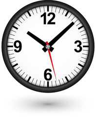 Black clock icon, vector illustration