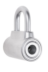 chrome metal padlock isolated