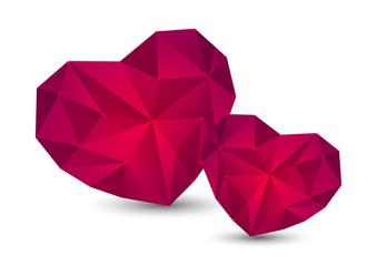 Pink polygon hearts on white
