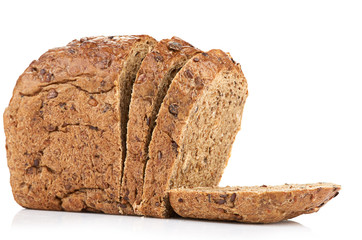 whole wheat bread, isolated on white background