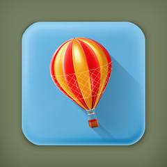 Fototapeta premium Air balloon, long shadow vector icon