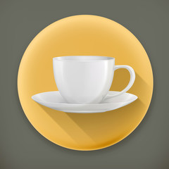 Coffee Cup, long shadow vector icon