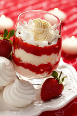 Eton Mess with strawberry, cream and meringue